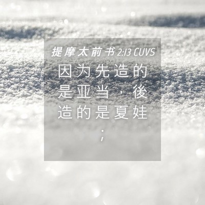 Picture 04 - 提 摩 太 前 书 2:13 CUVS - 因 为 先 造 的 是 亚 当 ， 後 造 的 - Bible Verse Picture