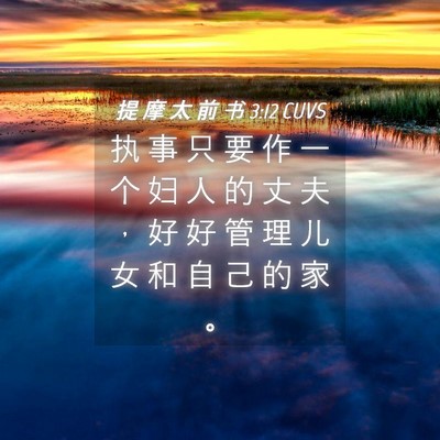 Picture 04 - 提 摩 太 前 书 3:12 CUVS - 执 事 只 要 作 一 个 妇 人 的 丈 夫 - Bible Verse Picture