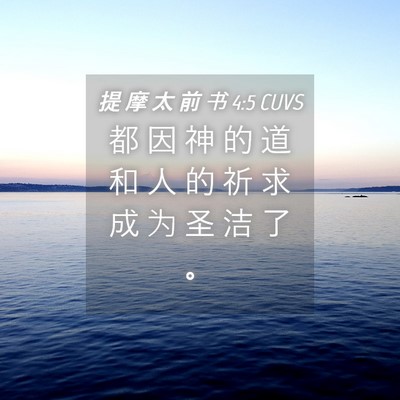 Picture 04 - 提 摩 太 前 书 4:5 CUVS - 都 因 神 的 道 和 人 的 祈 求 成 为 - Bible Verse Picture