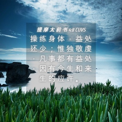 Picture 04 - 提 摩 太 前 书 4:8 CUVS - 操 练 身 体 ， 益 处 还 少 ； 惟 独 - Bible Verse Picture