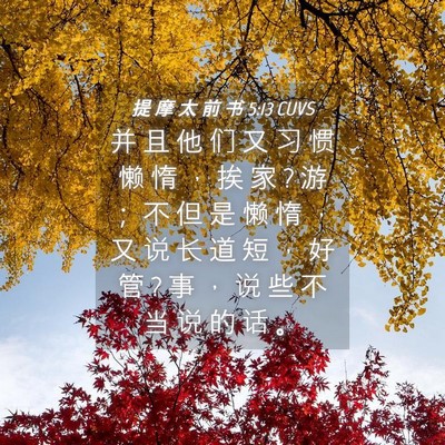 Picture 04 - 提 摩 太 前 书 5:13 CUVS - 并 且 他 们 又 习 惯 懒 惰 ， 挨 家 ? - Bible Verse Picture