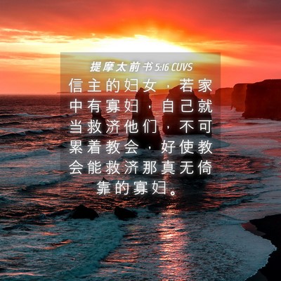 Picture 04 - 提 摩 太 前 书 5:16 CUVS - 信 主 的 妇 女 ， 若 家 中 有 寡 妇 - Bible Verse Picture