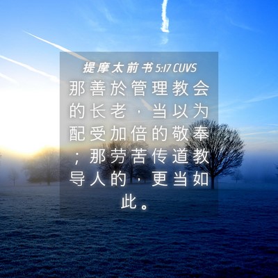 Picture 04 - 提 摩 太 前 书 5:17 CUVS - 那 善 於 管 理 教 会 的 长 老 ， 当 - Bible Verse Picture