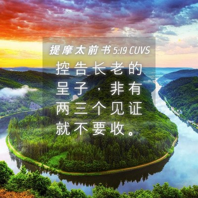 Picture 04 - 提 摩 太 前 书 5:19 CUVS - 控 告 长 老 的 呈 子 ， 非 有 两 三 - Bible Verse Picture