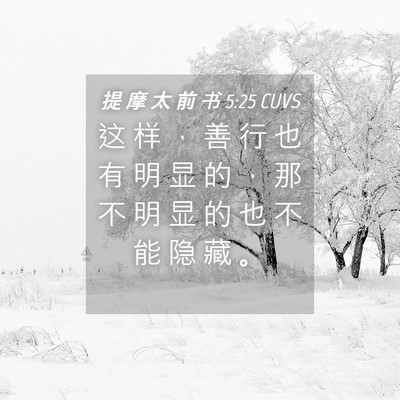 Picture 04 - 提 摩 太 前 书 5:25 CUVS - 这 样 ， 善 行 也 有 明 显 的 ， 那 - Bible Verse Picture