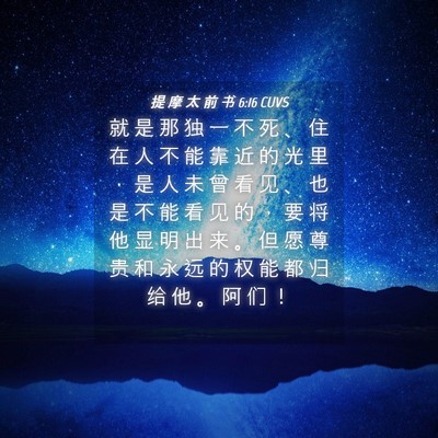 Picture 04 - 提 摩 太 前 书 6:16 CUVS - 就 是 那 独 一 不 死 、 住 在 人 不 - Bible Verse Picture