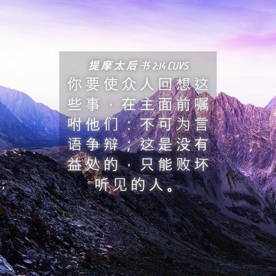 Picture 04 - 提 摩 太 后 书 2:14 CUVS - 你 要 使 众 人 回 想 这 些 事 ， 在 - Bible Verse Picture