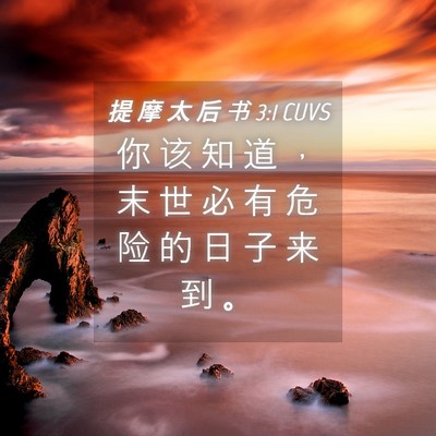Picture 04 - 提 摩 太 后 书 3:1 CUVS - 你 该 知 道 ， 末 世 必 有 危 险 的 - Bible Verse Picture