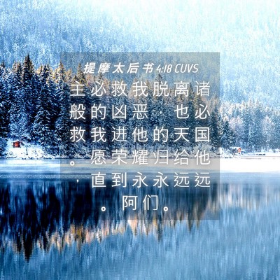 Picture 04 - 提 摩 太 后 书 4:18 CUVS - 主 必 救 我 脱 离 诸 般 的 凶 恶 ， - Bible Verse Picture