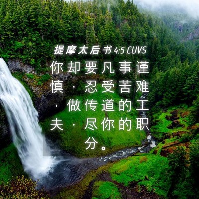 Picture 04 - 提 摩 太 后 书 4:5 CUVS - 你 却 要 凡 事 谨 慎 ， 忍 受 苦 难 - Bible Verse Picture