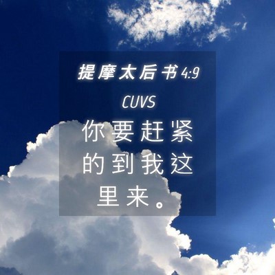 Picture 04 - 提 摩 太 后 书 4:9 CUVS - 你 要 赶 紧 的 到 我 这 里 来 - Bible Verse Picture