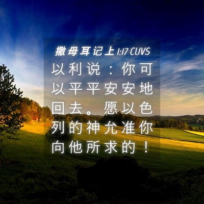 Picture 04 - 撒 母 耳 记 上 1:17 CUVS - 以 利 说 ： 你 可 以 平 平 安 安 地 - Bible Verse Picture