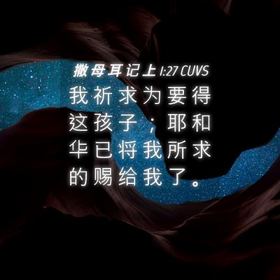 Picture 04 - 撒 母 耳 记 上 1:27 CUVS - 我 祈 求 为 要 得 这 孩 子 ； 耶 和 - Bible Verse Picture