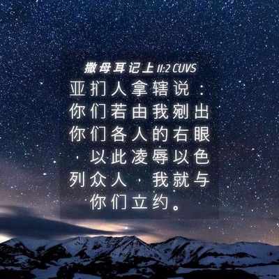 Picture 04 - 撒 母 耳 记 上 11:2 CUVS - 亚 扪 人 拿 辖 说 ： 你 们 若 由 我 - Bible Verse Picture