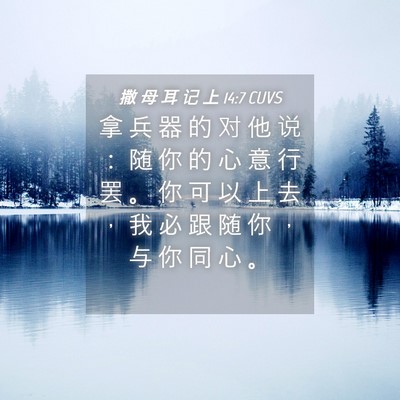 Picture 04 - 撒 母 耳 记 上 14:7 CUVS - 拿 兵 器 的 对 他 说 ： 随 你 的 心 - Bible Verse Picture