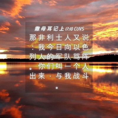 Picture 04 - 撒 母 耳 记 上 17:10 CUVS - 那 非 利 士 人 又 说 ： 我 今 日 向 - Bible Verse Picture