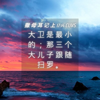 Picture 04 - 撒 母 耳 记 上 17:14 CUVS - 大 卫 是 最 小 的 ； 那 三 个 大 儿 - Bible Verse Picture
