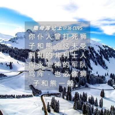 Picture 04 - 撒 母 耳 记 上 17:36 CUVS - 你 仆 人 曾 打 死 狮 子 和 熊 ， 这 - Bible Verse Picture