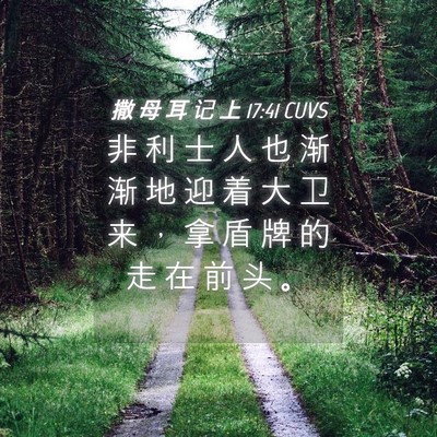 Picture 04 - 撒 母 耳 记 上 17:41 CUVS - 非 利 士 人 也 渐 渐 地 迎 着 大 卫 - Bible Verse Picture