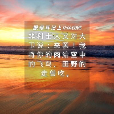 Picture 04 - 撒 母 耳 记 上 17:44 CUVS - 非 利 士 人 又 对 大 卫 说 ： 来 罢 - Bible Verse Picture