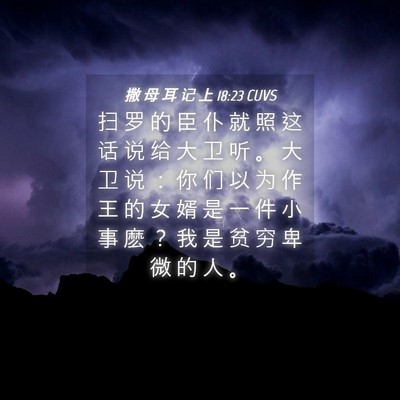 Picture 04 - 撒 母 耳 记 上 18:23 CUVS - 扫 罗 的 臣 仆 就 照 这 话 说 给 大 - Bible Verse Picture