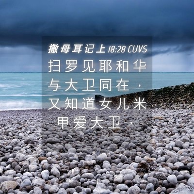 Picture 04 - 撒 母 耳 记 上 18:28 CUVS - 扫 罗 见 耶 和 华 与 大 卫 同 在 ， - Bible Verse Picture