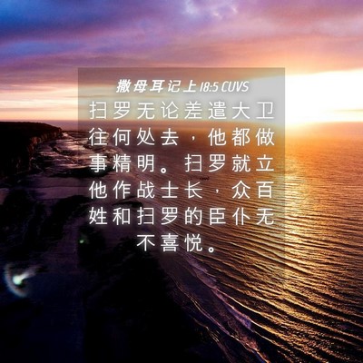 Picture 04 - 撒 母 耳 记 上 18:5 CUVS - 扫 罗 无 论 差 遣 大 卫 往 何 处 去 - Bible Verse Picture