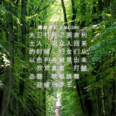 Picture 04 - 撒 母 耳 记 上 18:6 CUVS - 大 卫 打 死 了 那 非 利 士 人 ， 同 - Bible Verse Picture