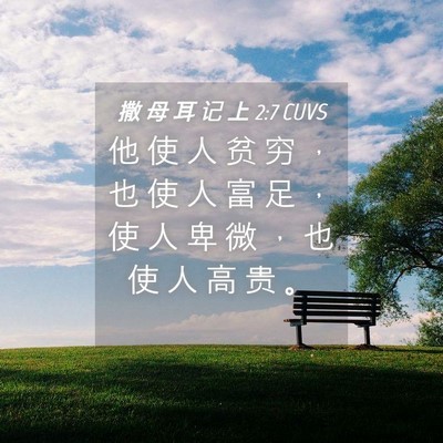 Picture 04 - 撒 母 耳 记 上 2:7 CUVS - 他 使 人 贫 穷 ， 也 使 人 富 足 ， - Bible Verse Picture