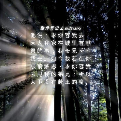 Picture 04 - 撒 母 耳 记 上 20:29 CUVS - 他 说 ： 求 你 容 我 去 ， 因 为 我 - Bible Verse Picture