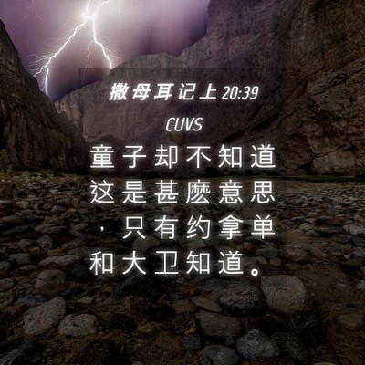 Picture 04 - 撒 母 耳 记 上 20:39 CUVS - 童 子 却 不 知 道 这 是 甚 麽 意 思 - Bible Verse Picture