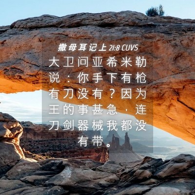 Picture 04 - 撒 母 耳 记 上 21:8 CUVS - 大 卫 问 亚 希 米 勒 说 ： 你 手 下 - Bible Verse Picture