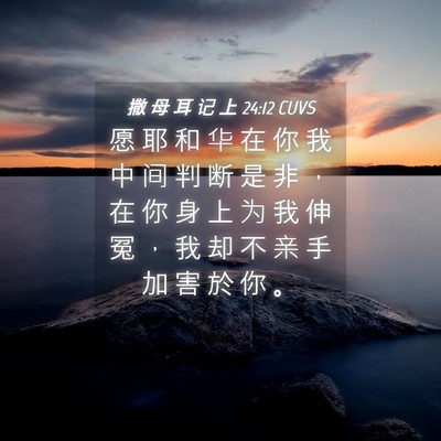 Picture 04 - 撒 母 耳 记 上 24:12 CUVS - 愿 耶 和 华 在 你 我 中 间 判 断 是 - Bible Verse Picture