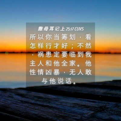 Picture 04 - 撒 母 耳 记 上 25:17 CUVS - 所 以 你 当 筹 划 ， 看 怎 样 行 才 - Bible Verse Picture