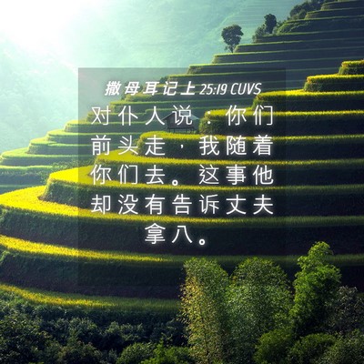 Picture 04 - 撒 母 耳 记 上 25:19 CUVS - 对 仆 人 说 ： 你 们 前 头 走 ， 我 - Bible Verse Picture