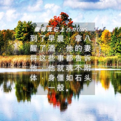 Picture 04 - 撒 母 耳 记 上 25:37 CUVS - 到 了 早 晨 ， 拿 八 醒 了 酒 ， 他 - Bible Verse Picture