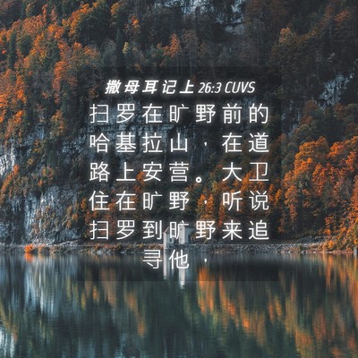 Picture 04 - 撒 母 耳 记 上 26:3 CUVS - 扫 罗 在 旷 野 前 的 哈 基 拉 山 ， - Bible Verse Picture