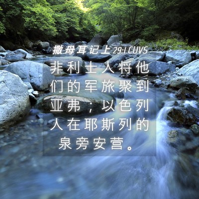 Picture 04 - 撒 母 耳 记 上 29:1 CUVS - 非 利 士 人 将 他 们 的 军 旅 聚 到 - Bible Verse Picture