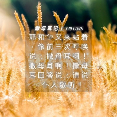 Picture 04 - 撒 母 耳 记 上 3:10 CUVS - 耶 和 华 又 来 站 着 ， 像 前 三 次 - Bible Verse Picture