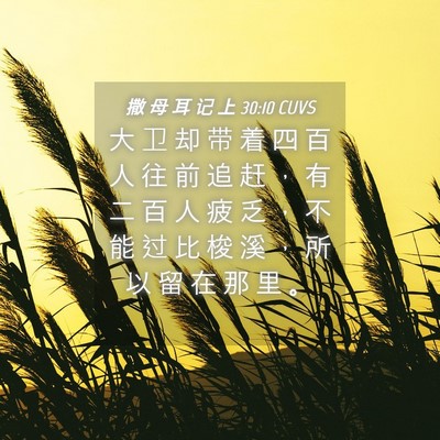Picture 04 - 撒 母 耳 记 上 30:10 CUVS - 大 卫 却 带 着 四 百 人 往 前 追 赶 - Bible Verse Picture