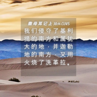 Picture 04 - 撒 母 耳 记 上 30:14 CUVS - 我 们 侵 夺 了 基 利 提 的 南 方 和 - Bible Verse Picture