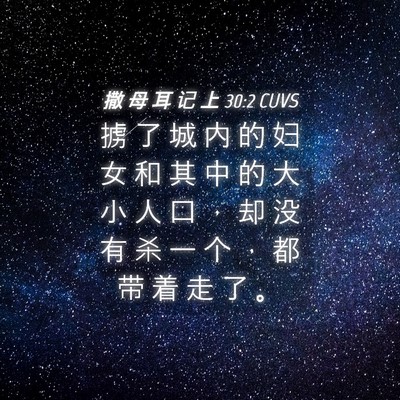 Picture 04 - 撒 母 耳 记 上 30:2 CUVS - 掳 了 城 内 的 妇 女 和 其 中 的 大 - Bible Verse Picture
