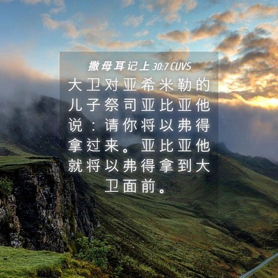 Picture 04 - 撒 母 耳 记 上 30:7 CUVS - 大 卫 对 亚 希 米 勒 的 儿 子 祭 司 - Bible Verse Picture