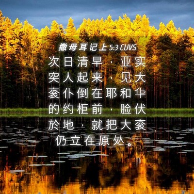 Picture 04 - 撒 母 耳 记 上 5:3 CUVS - 次 日 清 早 ， 亚 实 突 人 起 来 ， - Bible Verse Picture