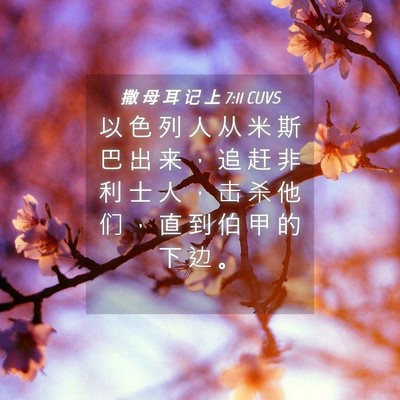 Picture 04 - 撒 母 耳 记 上 7:11 CUVS - 以 色 列 人 从 米 斯 巴 出 来 ， 追 - Bible Verse Picture