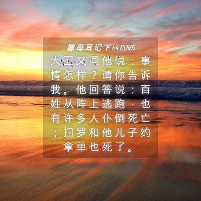 Picture 04 - 撒 母 耳 记 下 1:4 CUVS - 大 卫 又 问 他 说 ： 事 情 怎 样 ？ - Bible Verse Picture