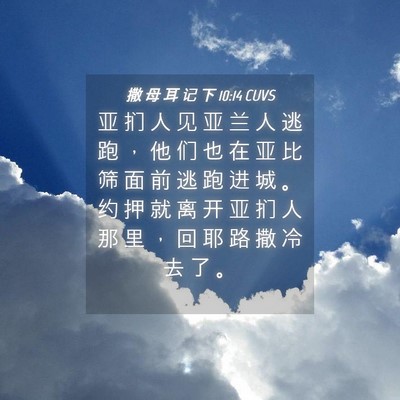 Picture 04 - 撒 母 耳 记 下 10:14 CUVS - 亚 扪 人 见 亚 兰 人 逃 跑 ， 他 们 - Bible Verse Picture