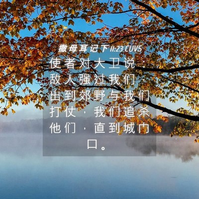 Picture 04 - 撒 母 耳 记 下 11:23 CUVS - 使 者 对 大 卫 说 ： 敌 人 强 过 我 - Bible Verse Picture