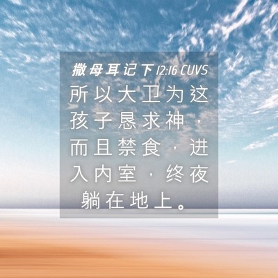 Picture 04 - 撒 母 耳 记 下 12:16 CUVS - 所 以 大 卫 为 这 孩 子 恳 求 神 ， - Bible Verse Picture