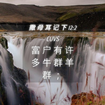 Picture 04 - 撒 母 耳 记 下 12:2 CUVS - 富 户 有 许 多 牛 群 羊 群 - Bible Verse Picture